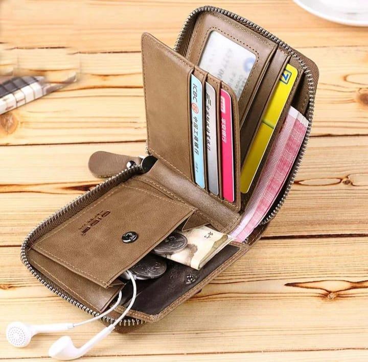 Men's Genuine Leather Wallet – Compact Zipper Design
