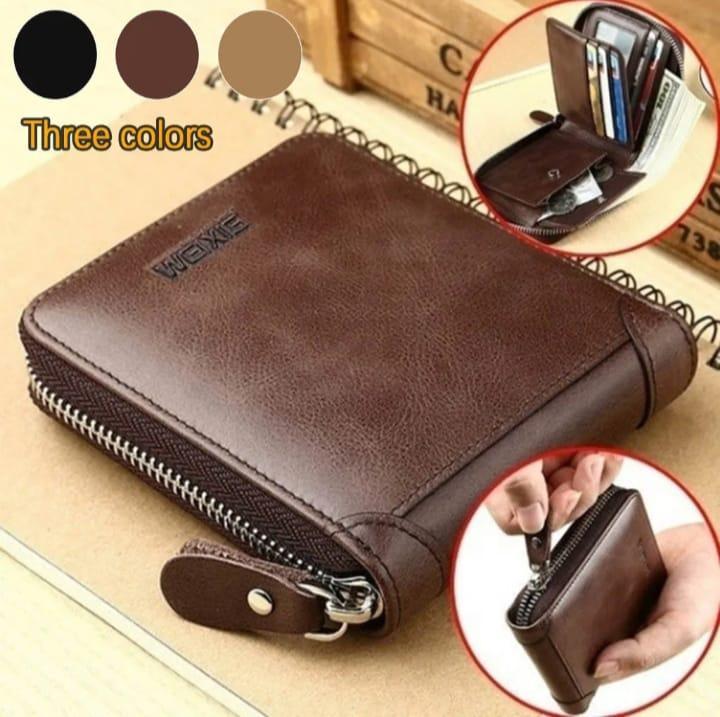 Men's Genuine Leather Wallet – Compact Zipper Design