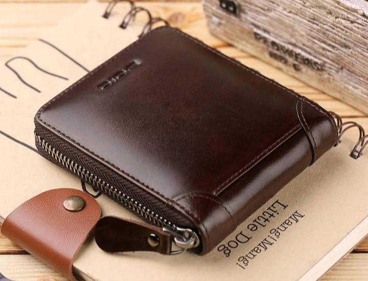 Men's Genuine Leather Wallet – Compact Zipper Design
