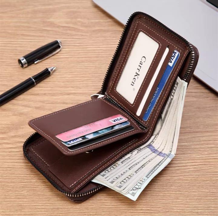 Men's Genuine Leather Wallet – Compact Zipper Design