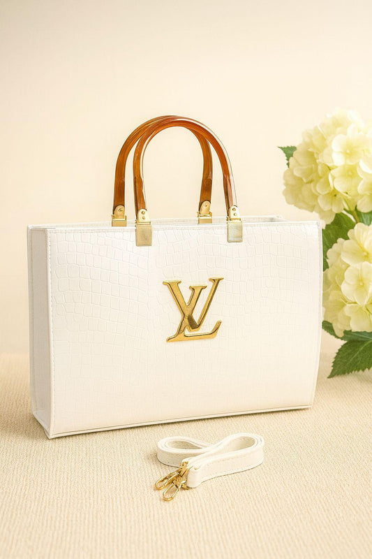 Luxury Tote Bag with Detachable Strap & Zipper Pocket