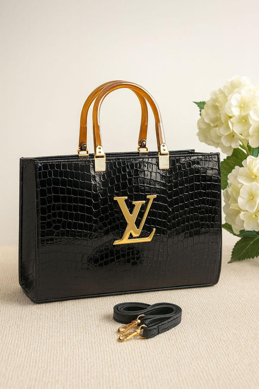 Luxury Tote Bag with Detachable Strap & Zipper Pocket