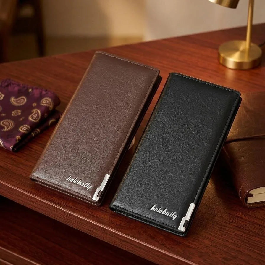 PU Leather Wallet with Card Slots & Zipper Pocket