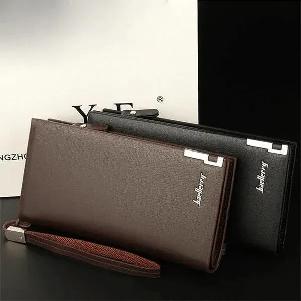 PU Leather Wallet with Card Slots & Zipper Pocket