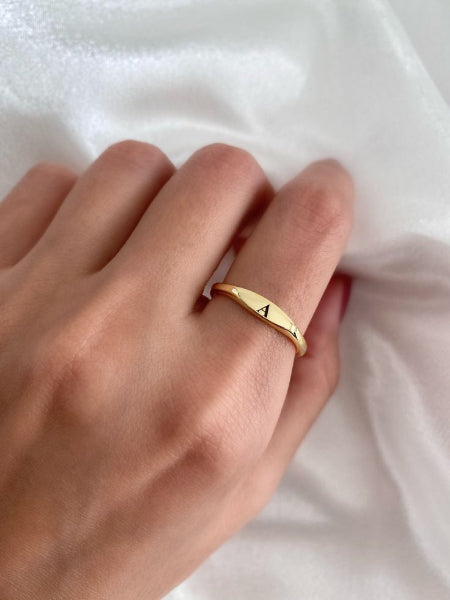 Gold ring with a letter 'A' by ziva style